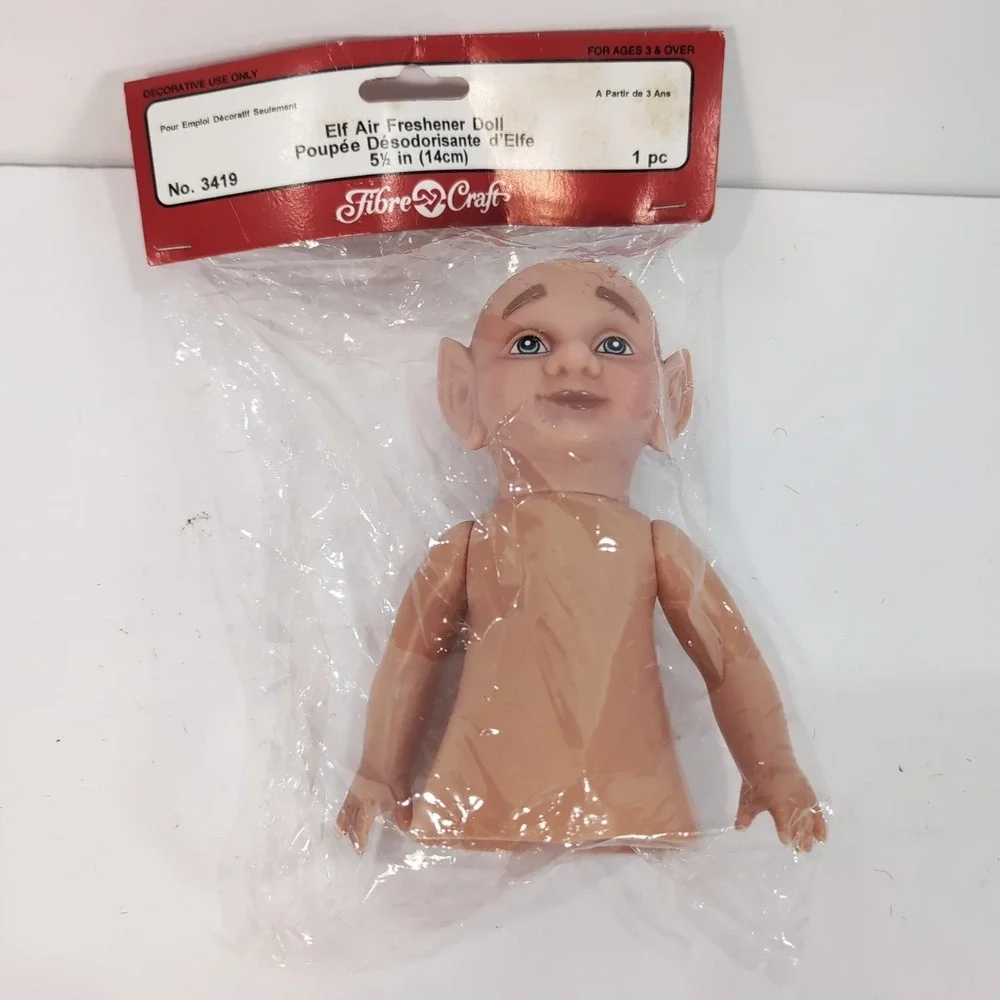 Fibre Craft Air Freshener Doll Elf  3419 Christmas Holliday Crochet 1990s